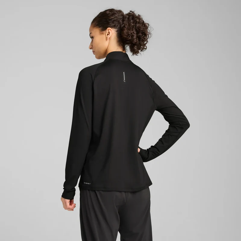 Velocity Cloudspun 1/4 Zip Laufshirt Damen - schwarz