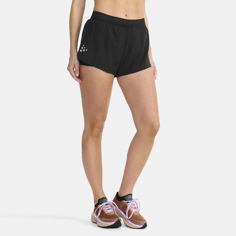 Pro Hypervent Split 2 Laufshorts Damen-Schwarz