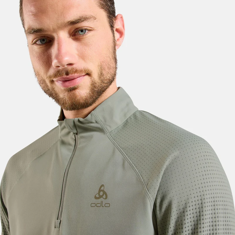 Zeroweight Warm Mid Layer 1/2 Zip Laufshirt Herren - oliv