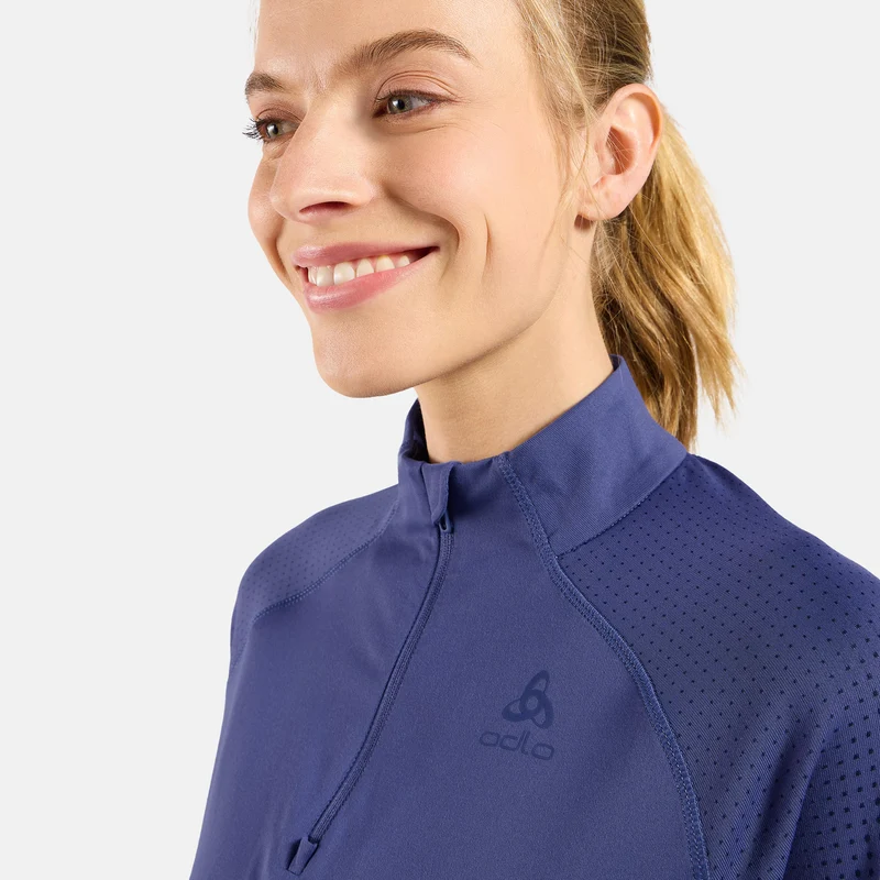 Zeroweight Warm Mid Layer 1/2 Zip Laufshirt Damen - blau