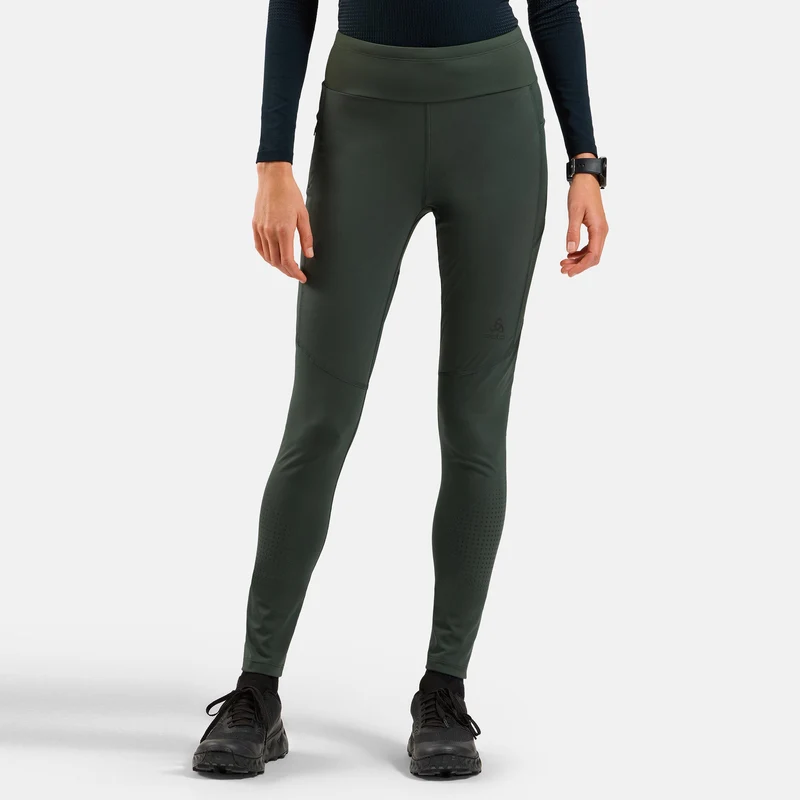 Zeroweight Warm Reflective Lauftight Damen-Oliv