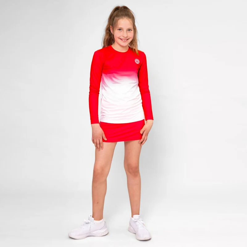 Crew Gradiant Longsleeve Mädchen-Rot,Weiß